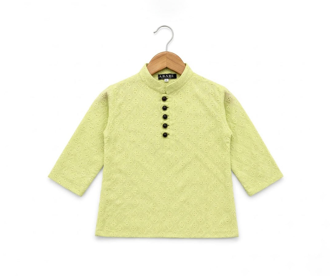Lime Green Floral Kurta Set