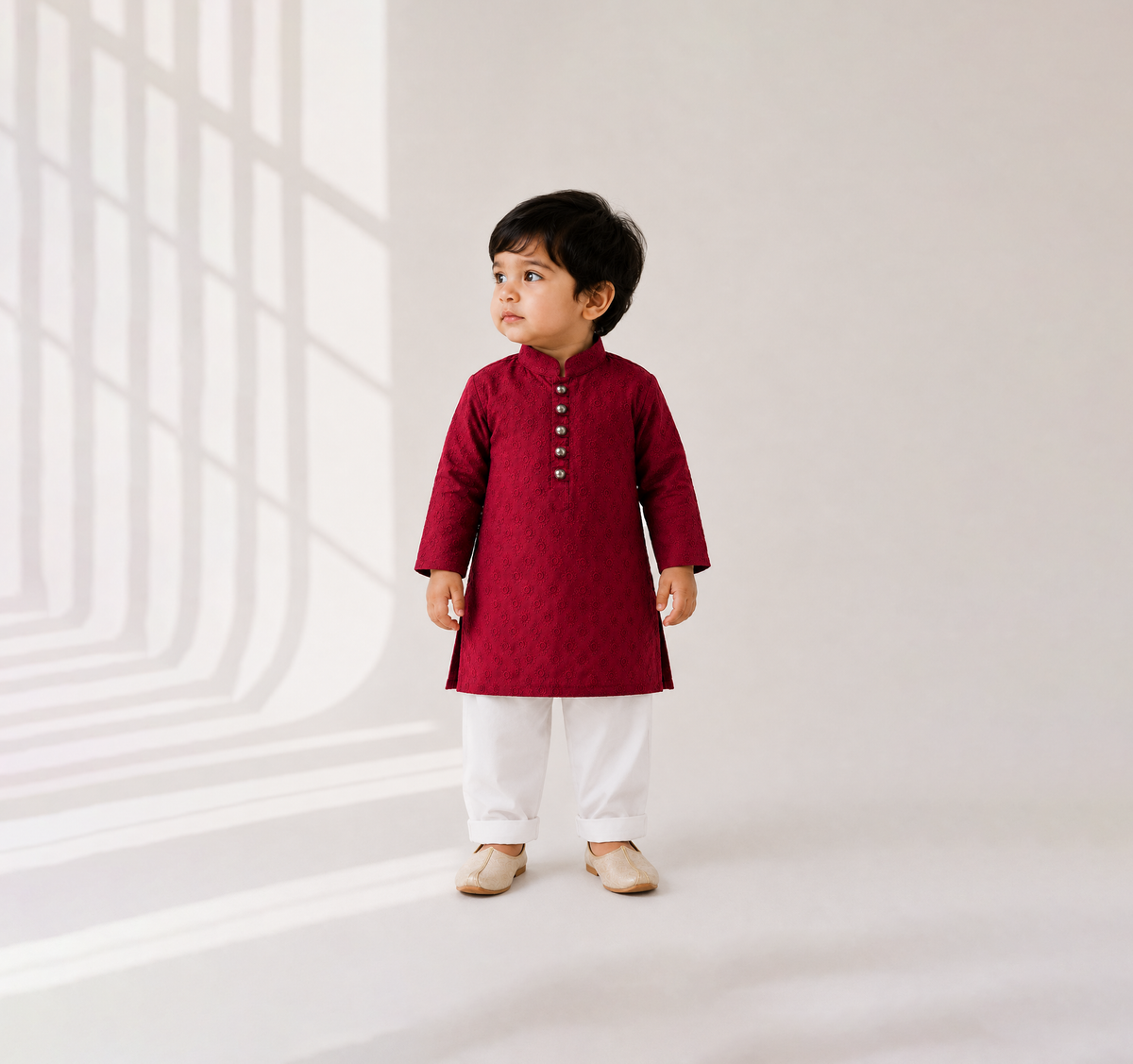 Red Embroidered Kurta Set