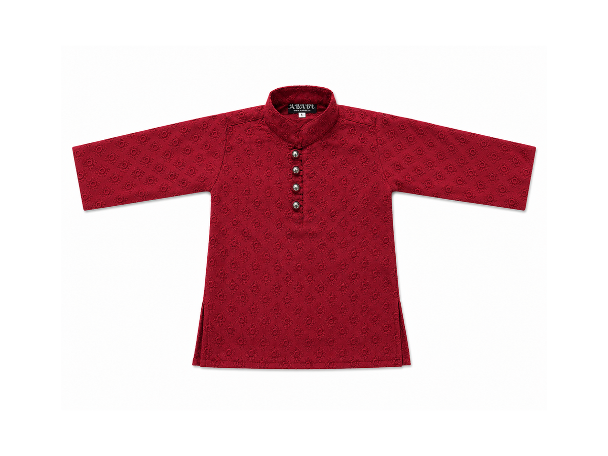 Red Embroidered Kurta Set