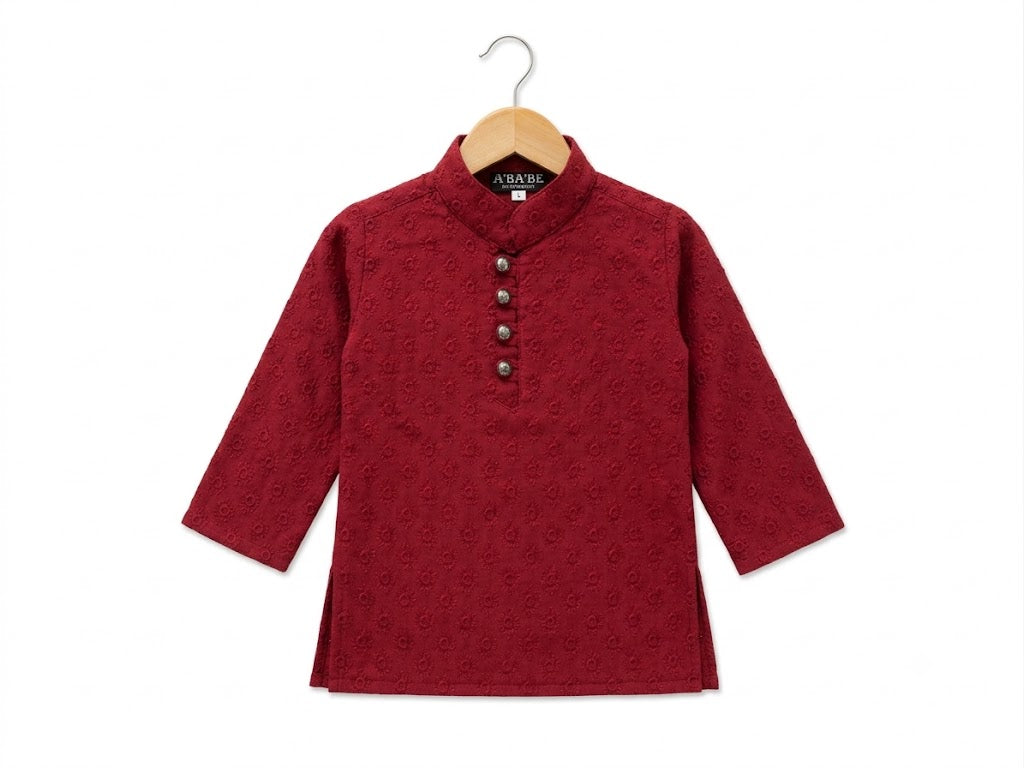 Red Embroidered Kurta Set