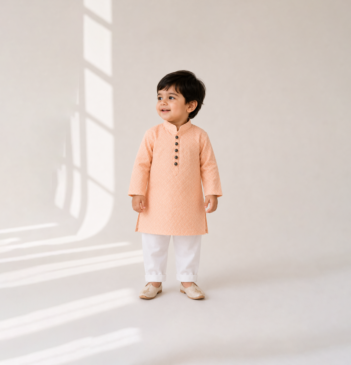 Peach Embroidered Kurta Set