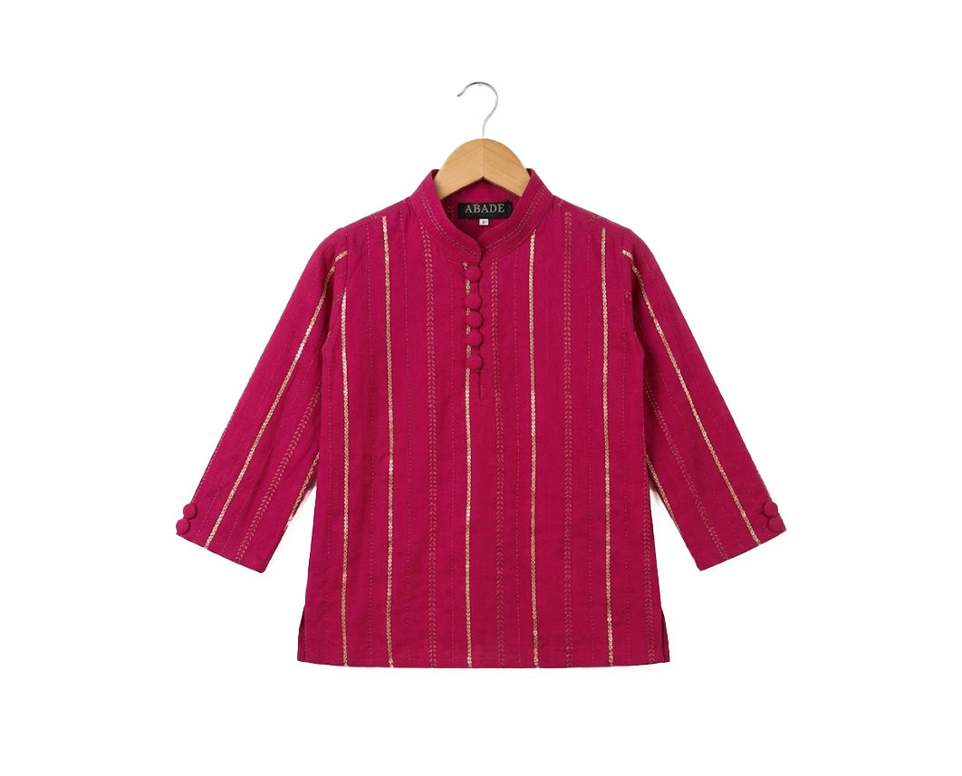 Fuchsia Sequined Kurta Set