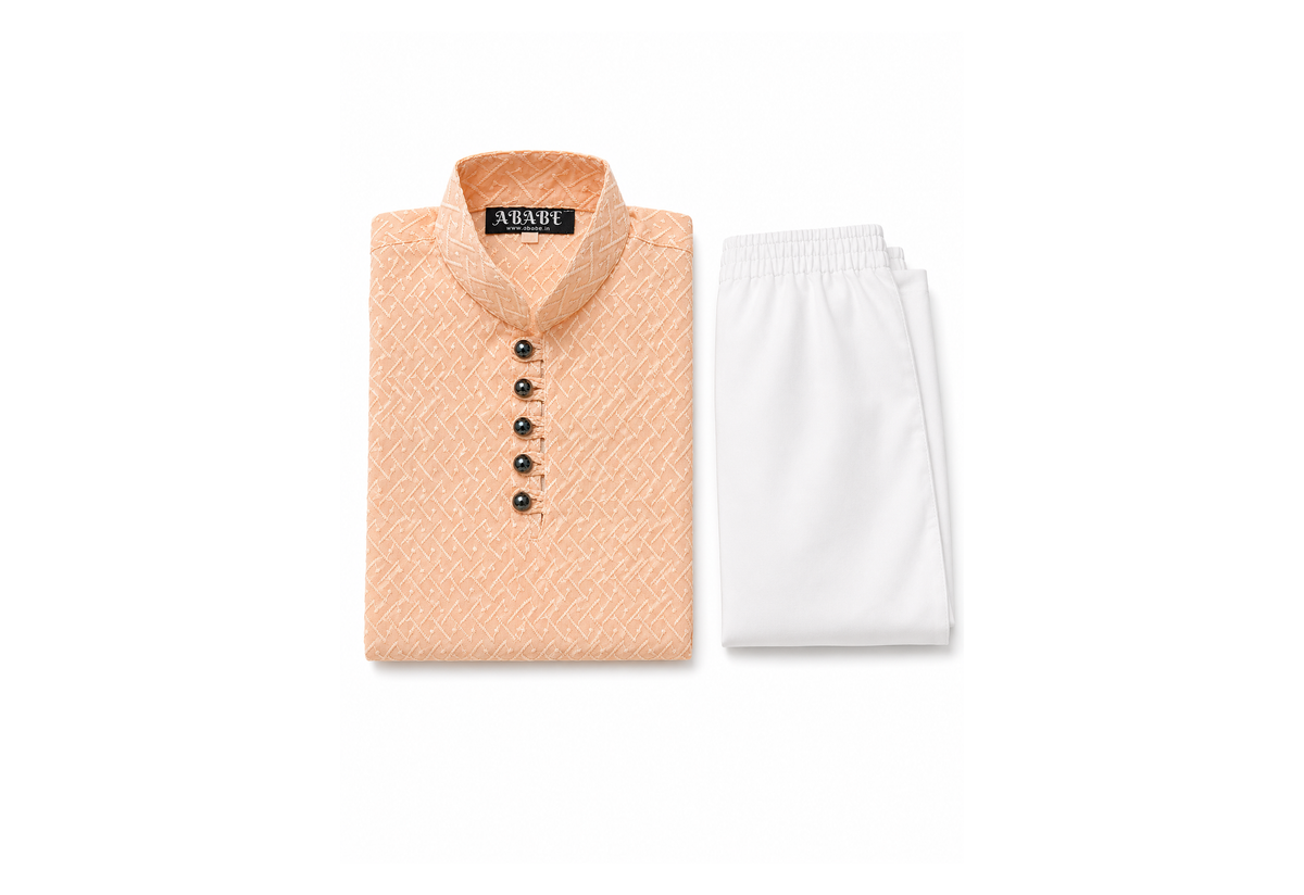 Peach Embroidered Kurta Set