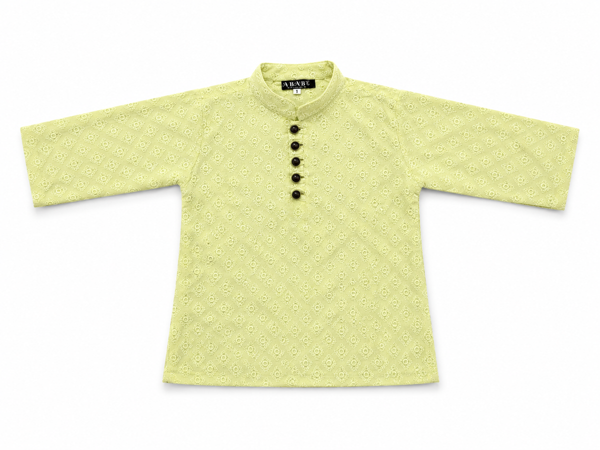 Lime Green Floral Kurta Set