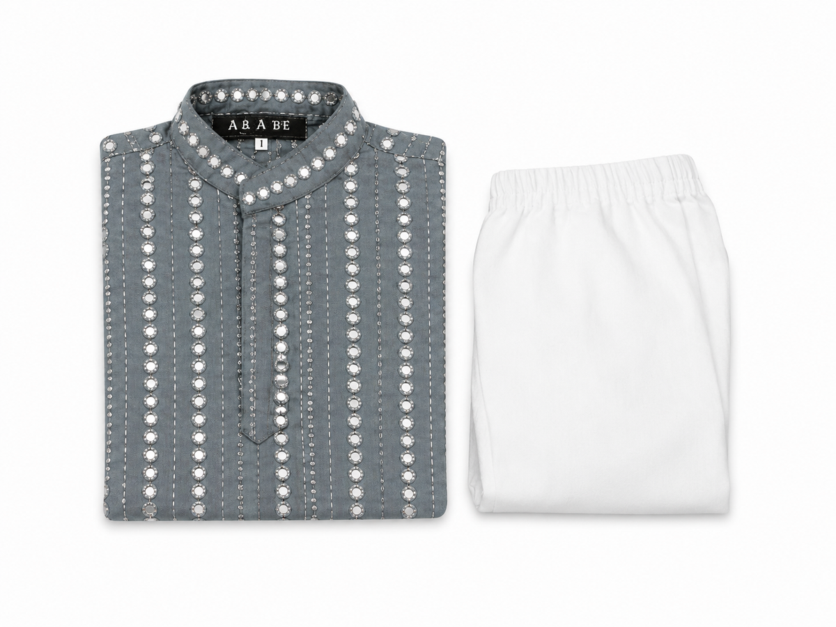 Slate Grey Mirror Kurta Set