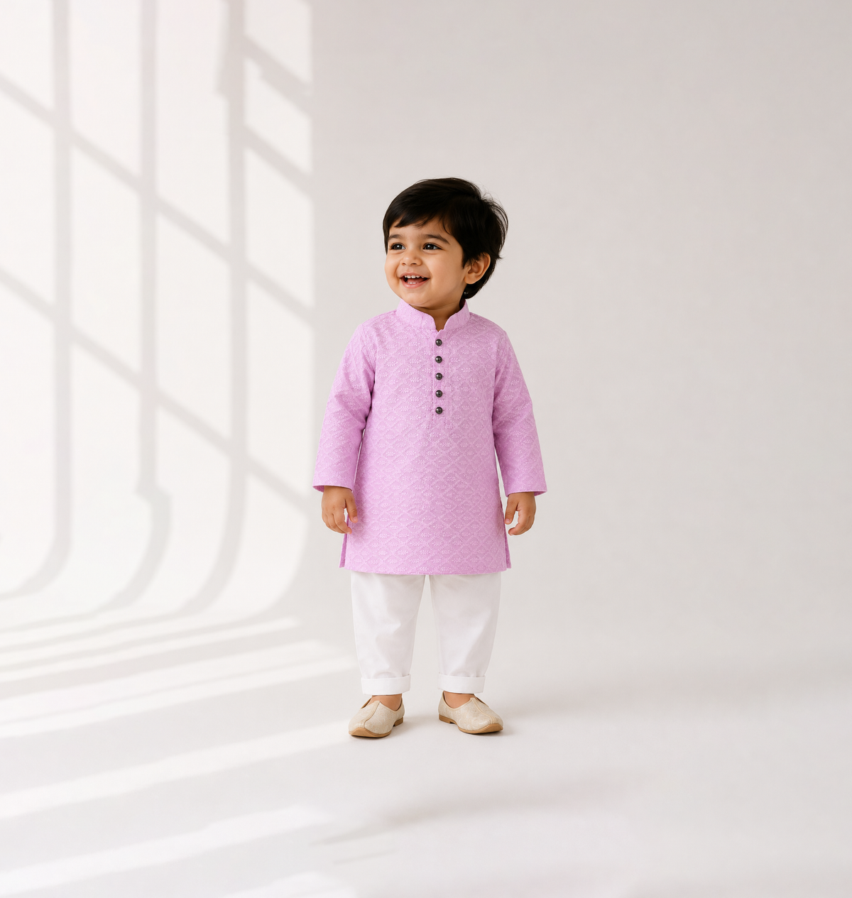 Lavender Embroidered Kurta Set