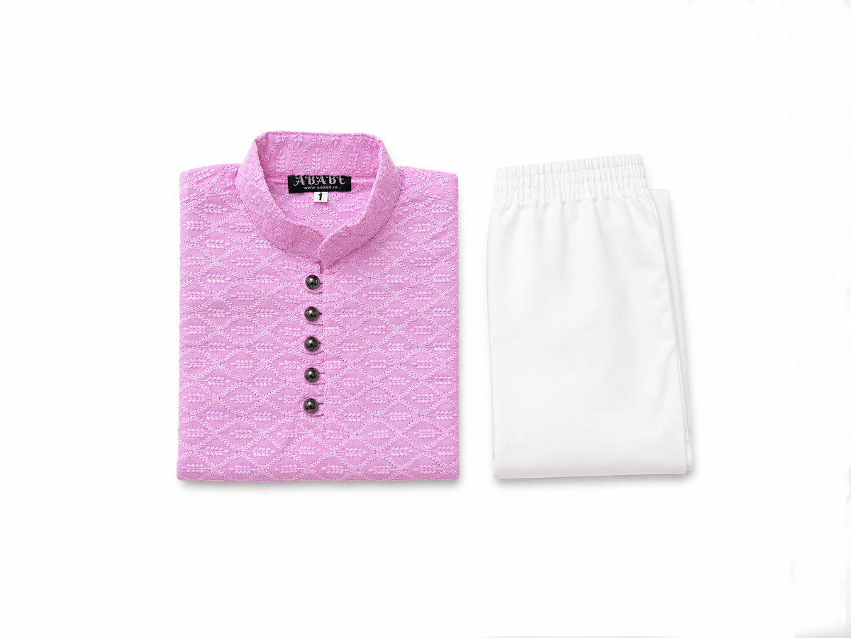 Lavender Embroidered Kurta Set